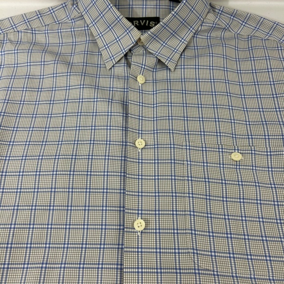 Orvis Blue Long Sleeve Men's Vented Small Check Chest Pocket - Picture 9 of 9